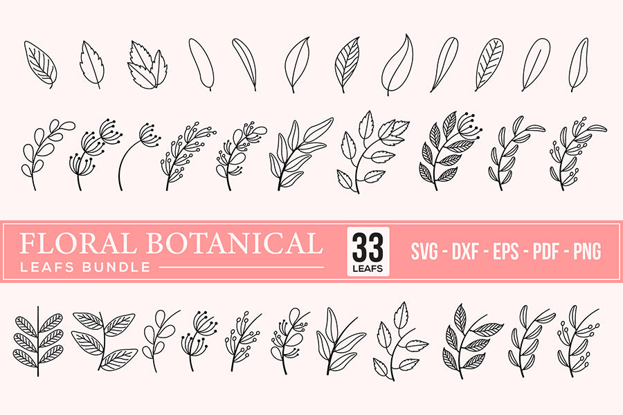 Floral Botanical Leaves & Flowers SVG Bundle