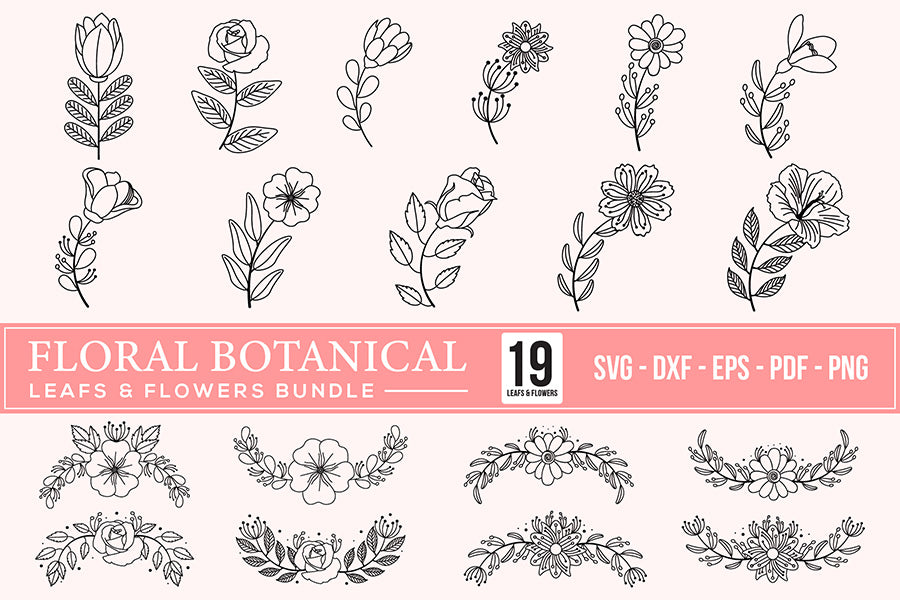 Floral Botanical Leaves & Flowers SVG Bundle