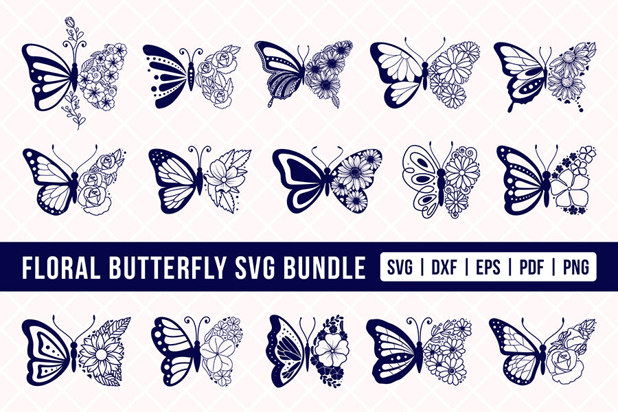 Floral Butterfly SVG Bundle