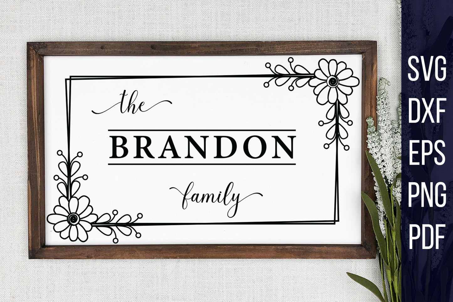 Floral Family Monogram SVG Sign Graphic