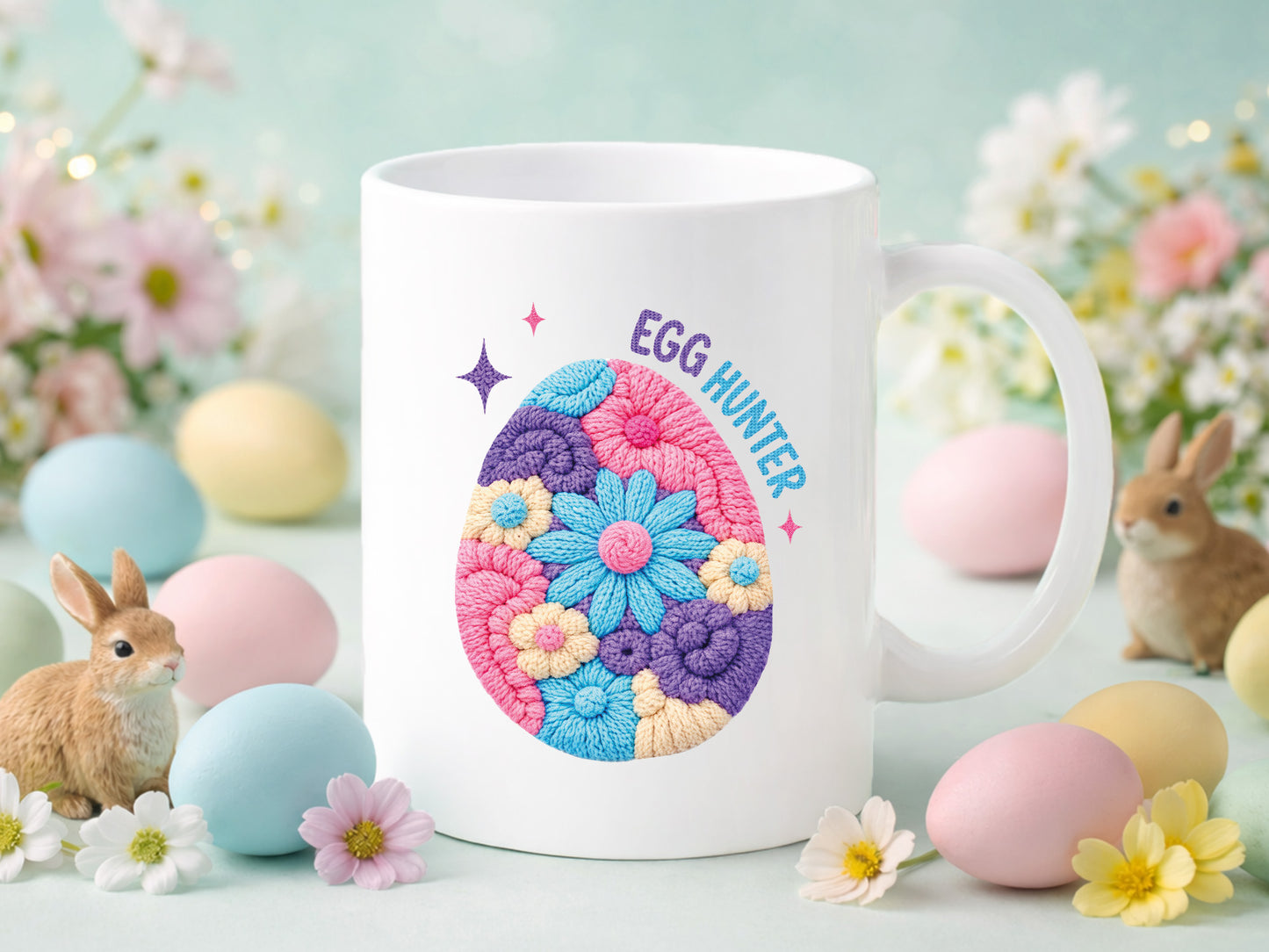 Floral Faux Egg Hunter Easter Sublimation Print