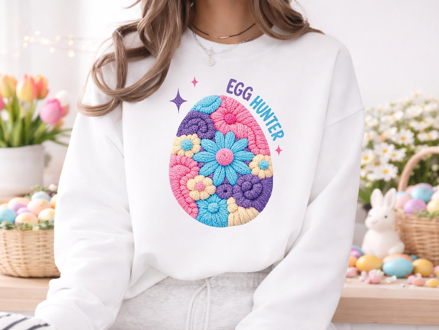 Floral Faux Egg Hunter Easter Sublimation Print