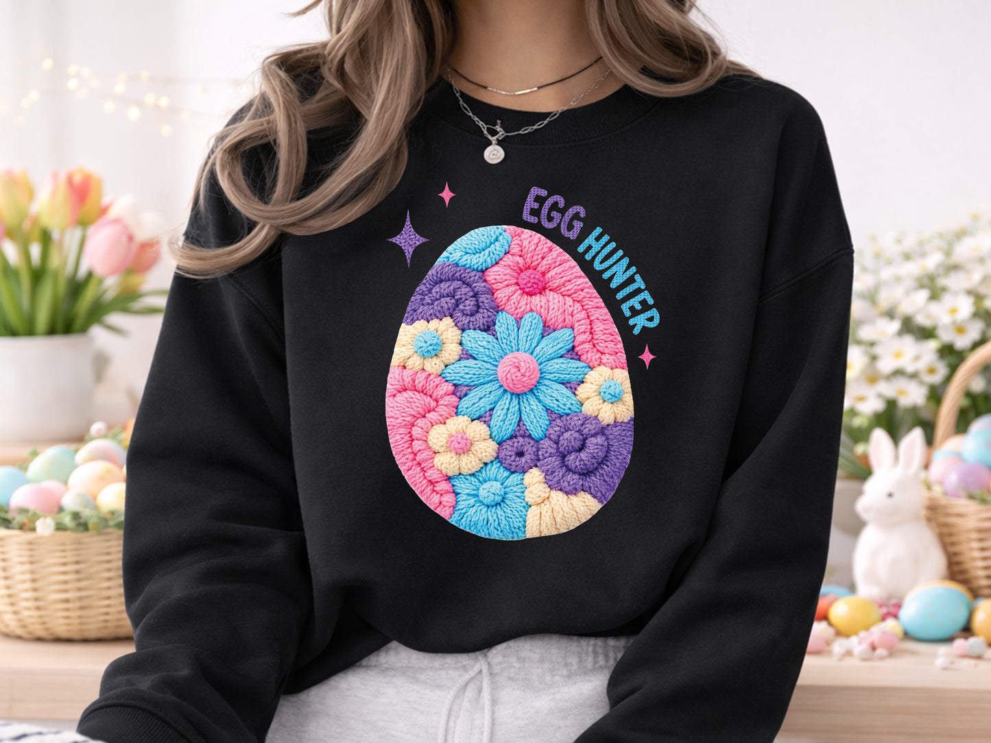 Floral Faux Egg Hunter Easter Sublimation Print