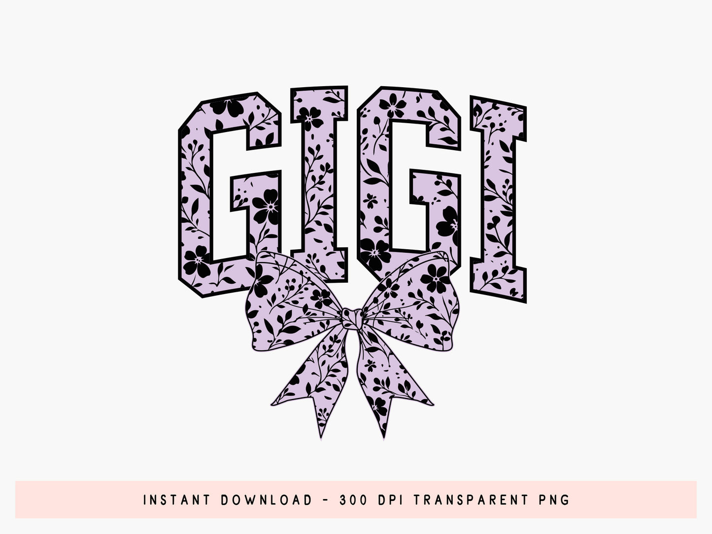 Floral Gigi Mothers Day Coquette Bow PNG