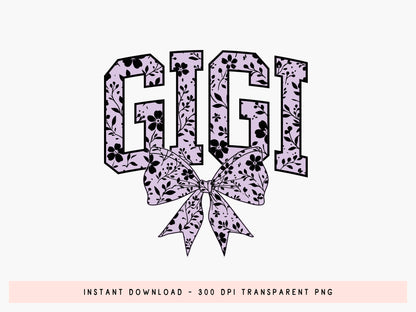Floral Gigi Mothers Day Coquette Bow PNG