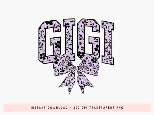 Floral Gigi Mothers Day Coquette Bow PNG