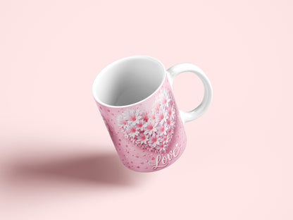 Floral Love Valentine Mug Wrap Sublimation PNG