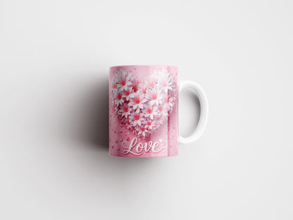 Floral Love Valentine Mug Wrap Sublimation PNG