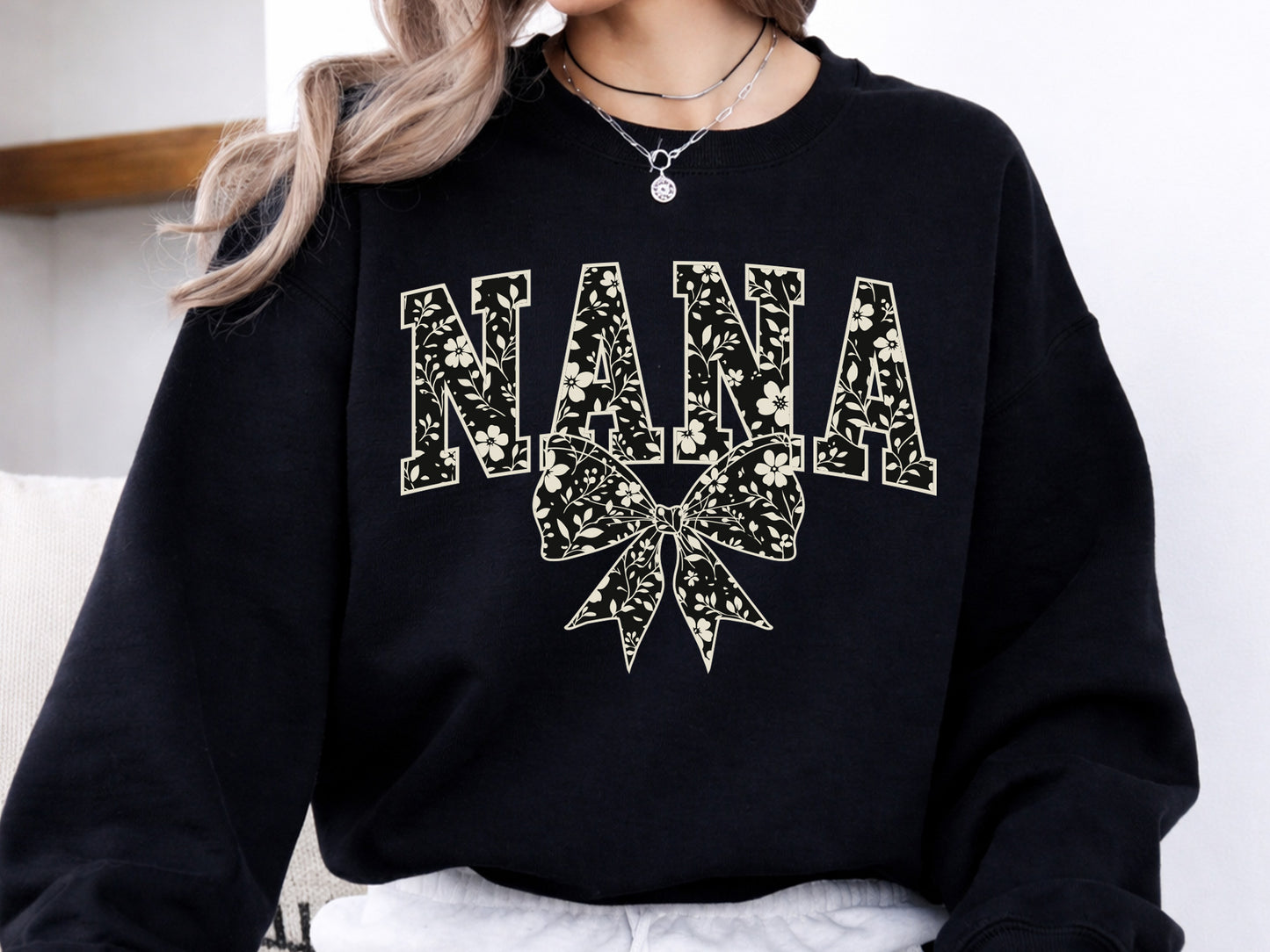 Floral Nana Coquette Bow Sublimation Design