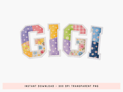 Floral Patchwork Gigi PNG Sublimation Design