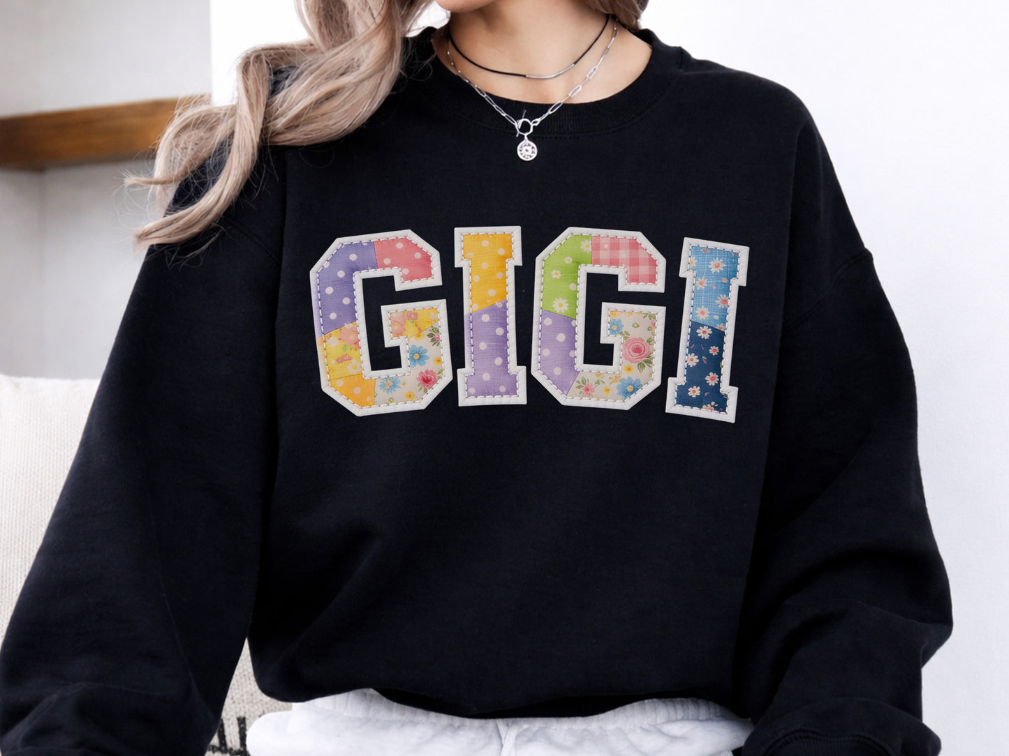 Floral Patchwork Gigi PNG Sublimation Design