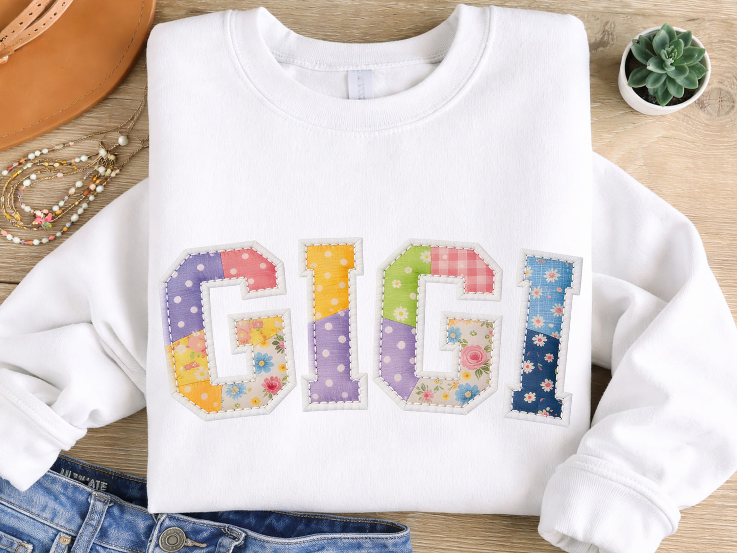 Floral Patchwork Gigi PNG Sublimation Design