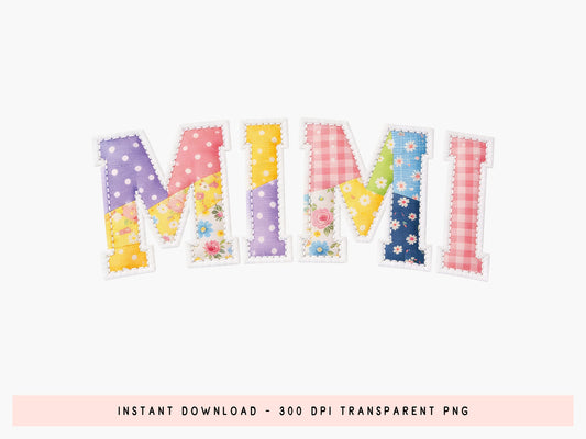 Floral Patchwork Mimi PNG Sublimation Design