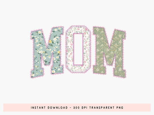 Floral Patchwork Mom Sublimation PNG