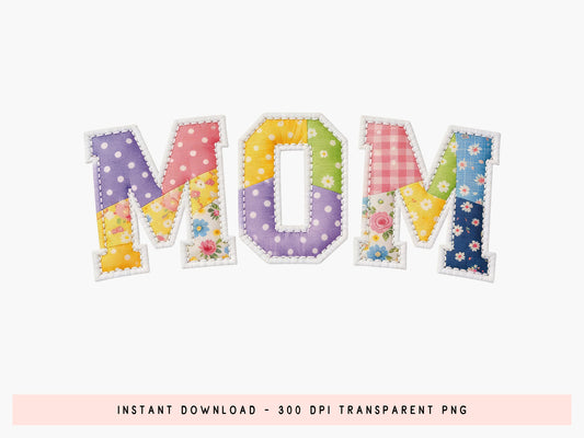 Floral Patchwork Mom Sublimation PNG