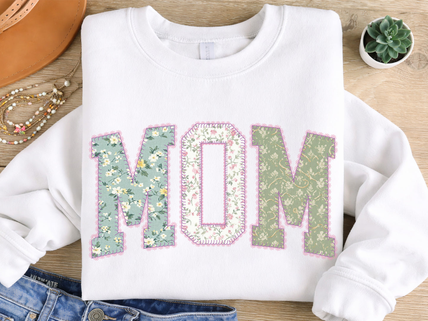 Floral Patchwork Mom Sublimation PNG