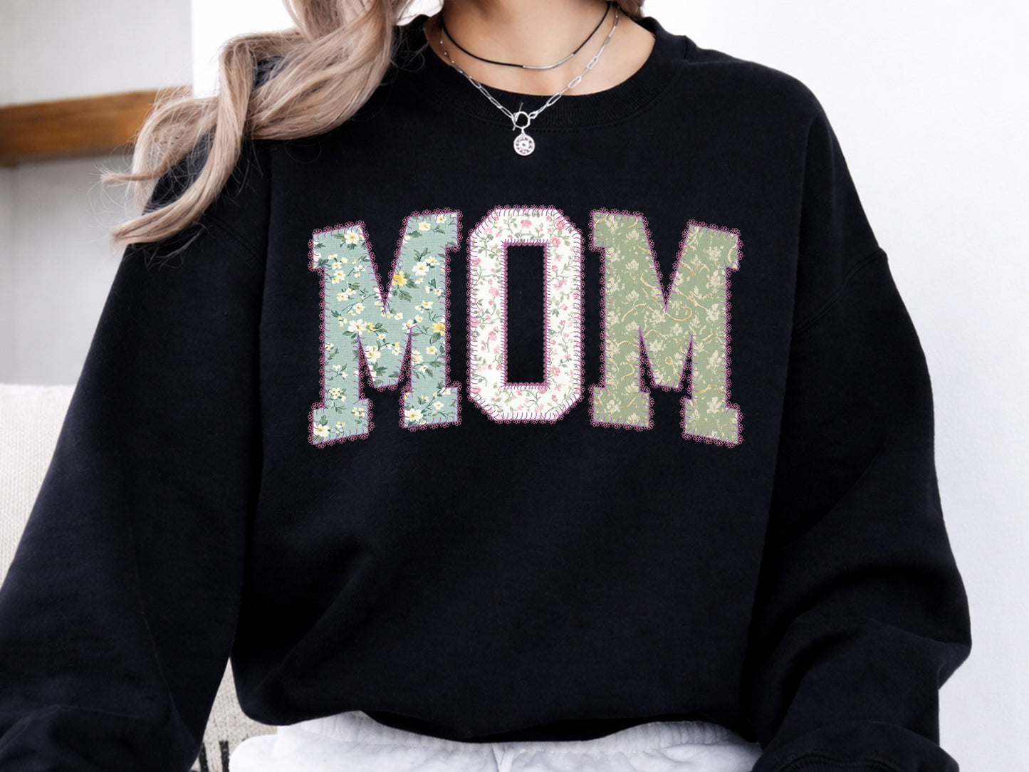Floral Patchwork Mom Sublimation PNG