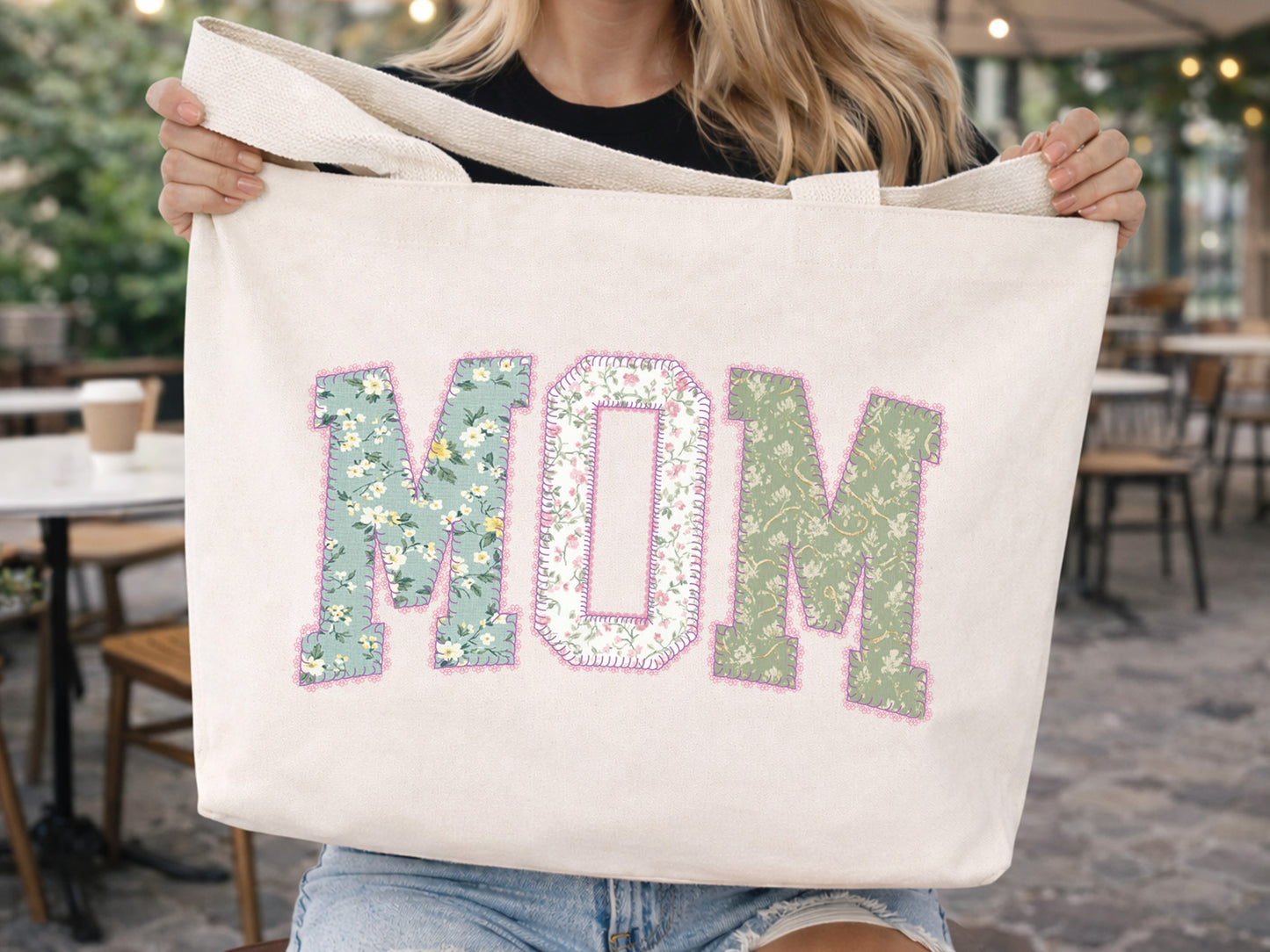 Floral Patchwork Mom Sublimation PNG
