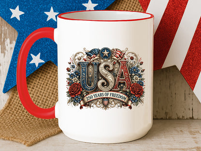 Floral USA 250 Years of Freedom PNG Design