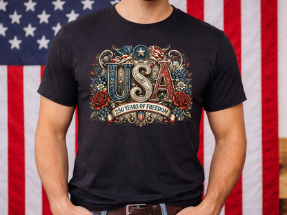 Floral USA 250 Years of Freedom PNG Design