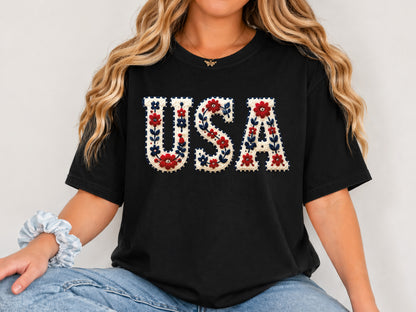 Floral USA Faux Yarn Sublimation PNG