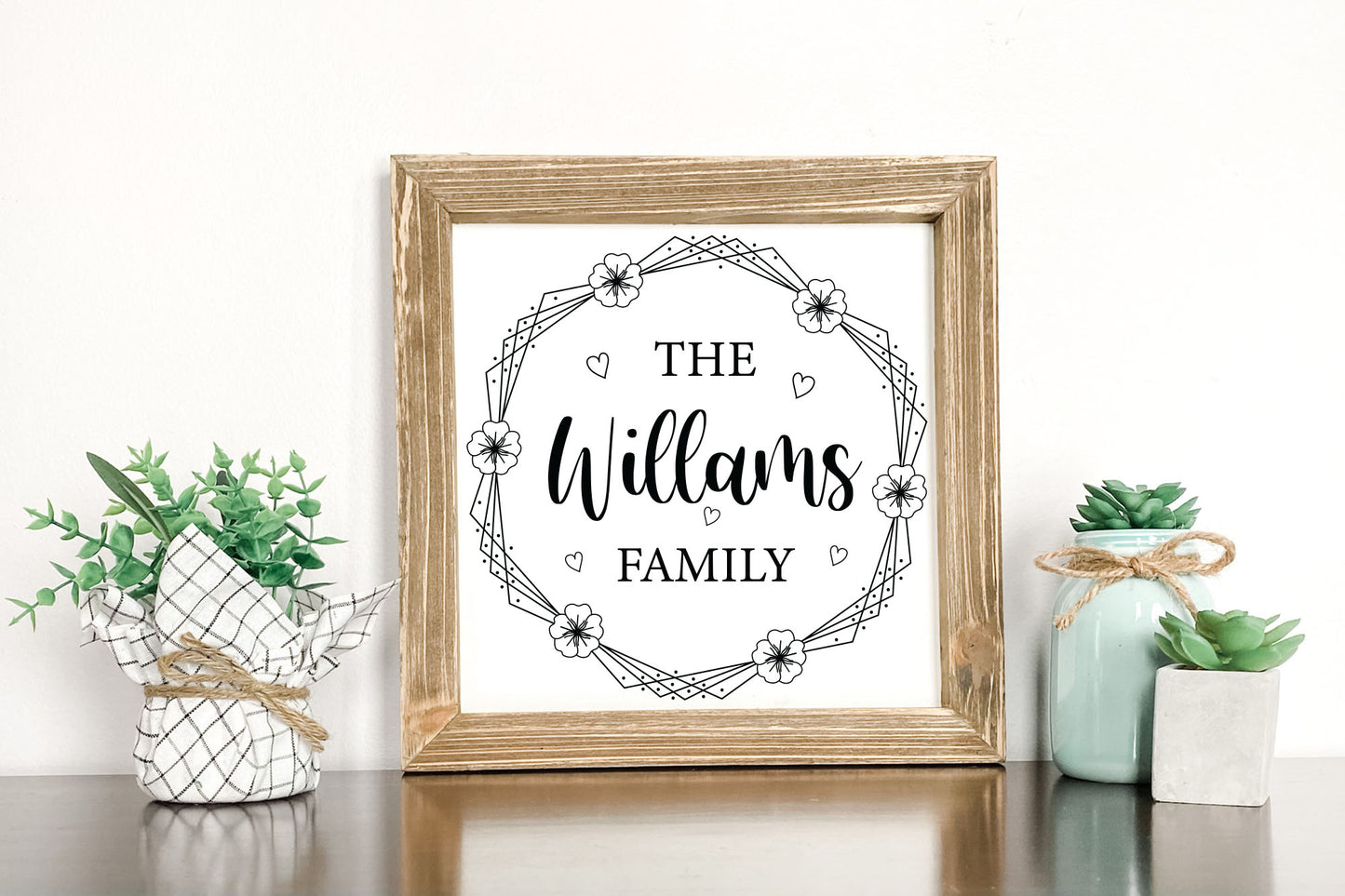 Floral Wreath Family Monogram Sign SVG File