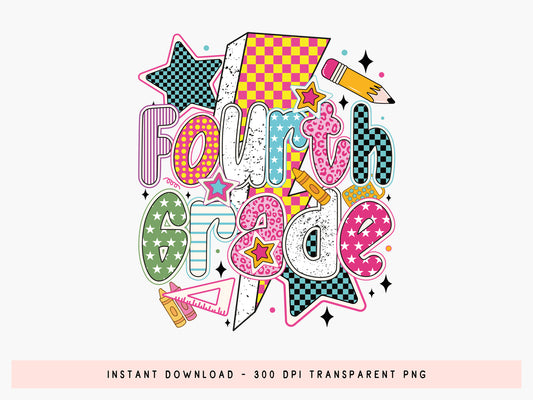 Fourth Grade, Back to School Sublimation Preppy