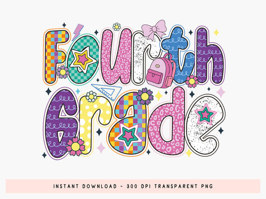 Fourth Grade, Cute Preppy Back to School Sublimation
