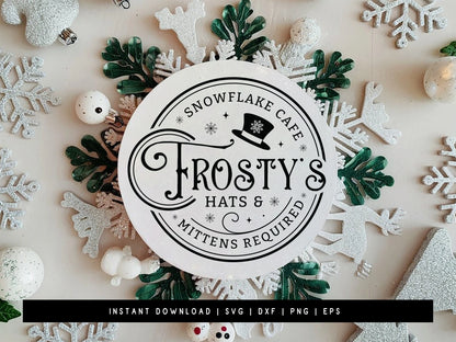 Frosty's Snowflake Cafe - Winter Sign SVG