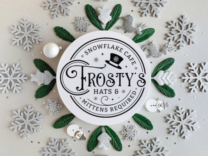 Frosty's Snowflake Cafe - Winter Sign SVG