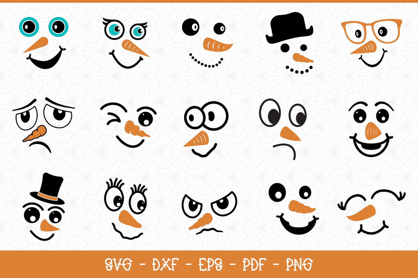 Funny Snowman Face SVG Bundle