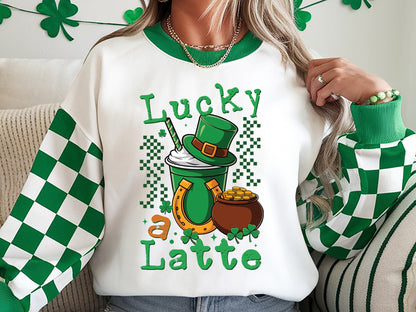 Funny St. Patrick's Day Sublimation, Lucky A Latte