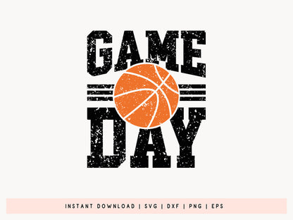 Game Day, Distressed Texture Basketball SVG