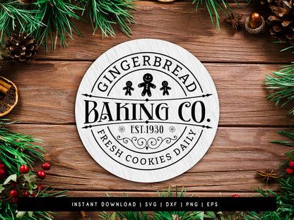 Gingerbread Baking Co - Christmas Farmhouse Sign SVG