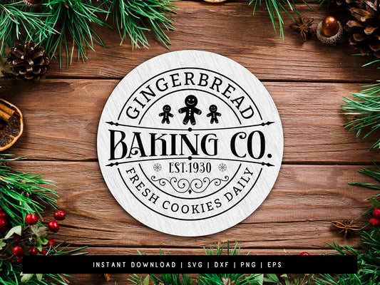 Gingerbread Baking Co - Christmas Farmhouse Sign SVG