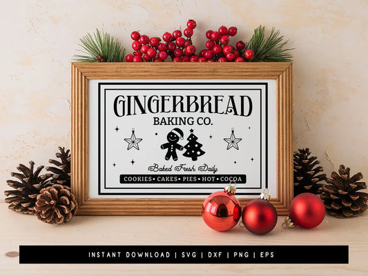 Gingerbread Baking Co - Farmhouse Christmas sign SVG