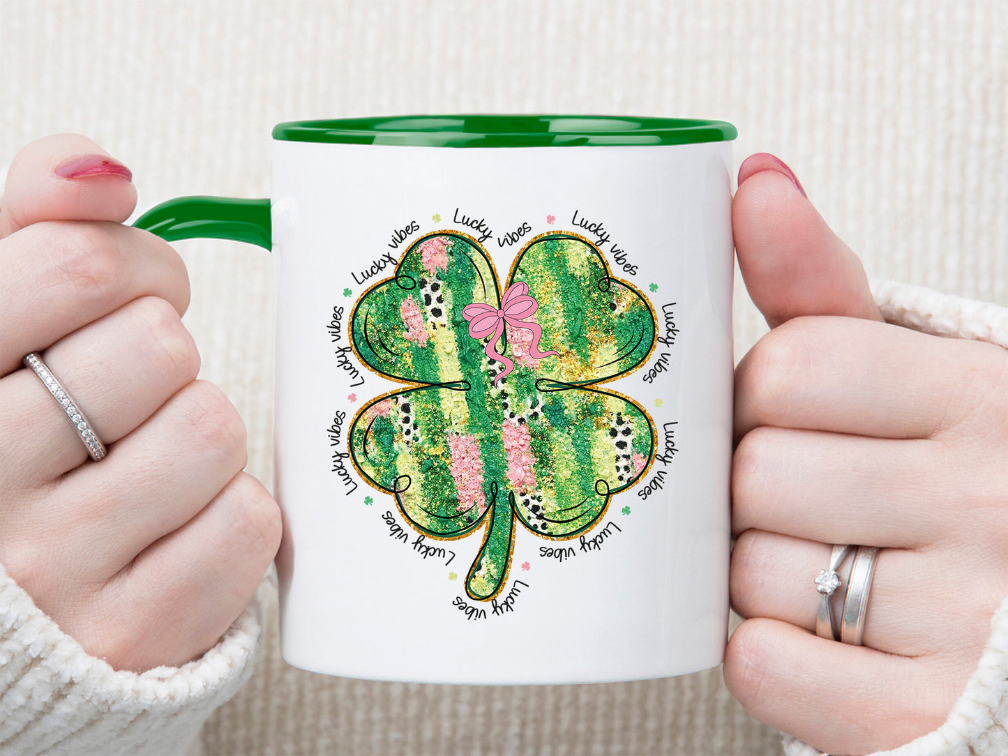 Glitter Clover Lucky Vibes St Patrick's Day PNG