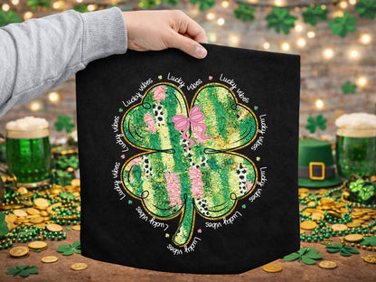 Glitter Clover Lucky Vibes St Patrick's Day PNG