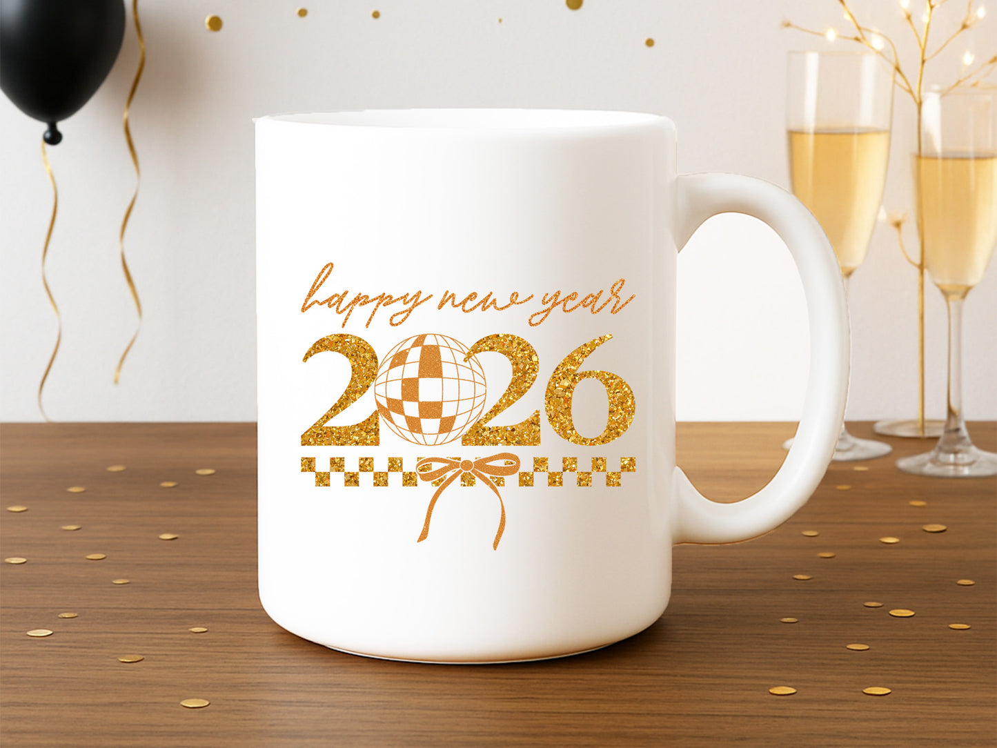 Glitter Coquette Happy New Year 2026 PNG