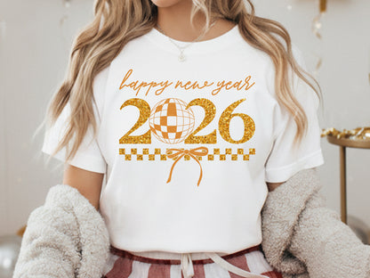 Glitter Coquette Happy New Year 2026 PNG