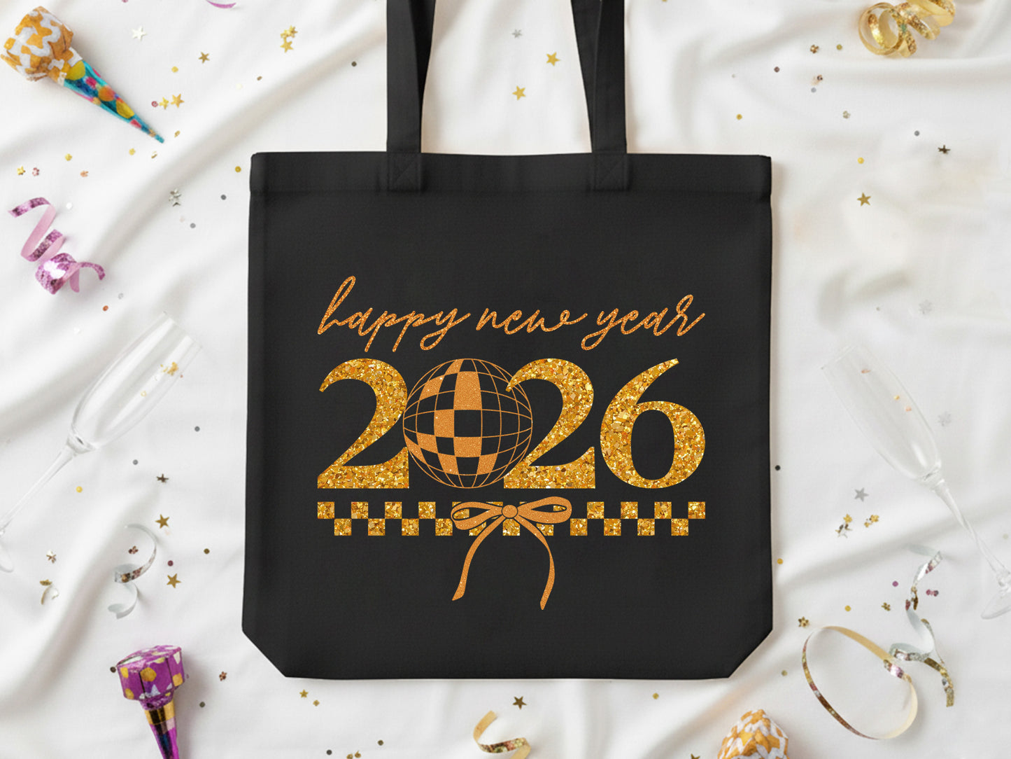 Glitter Coquette Happy New Year 2026 PNG