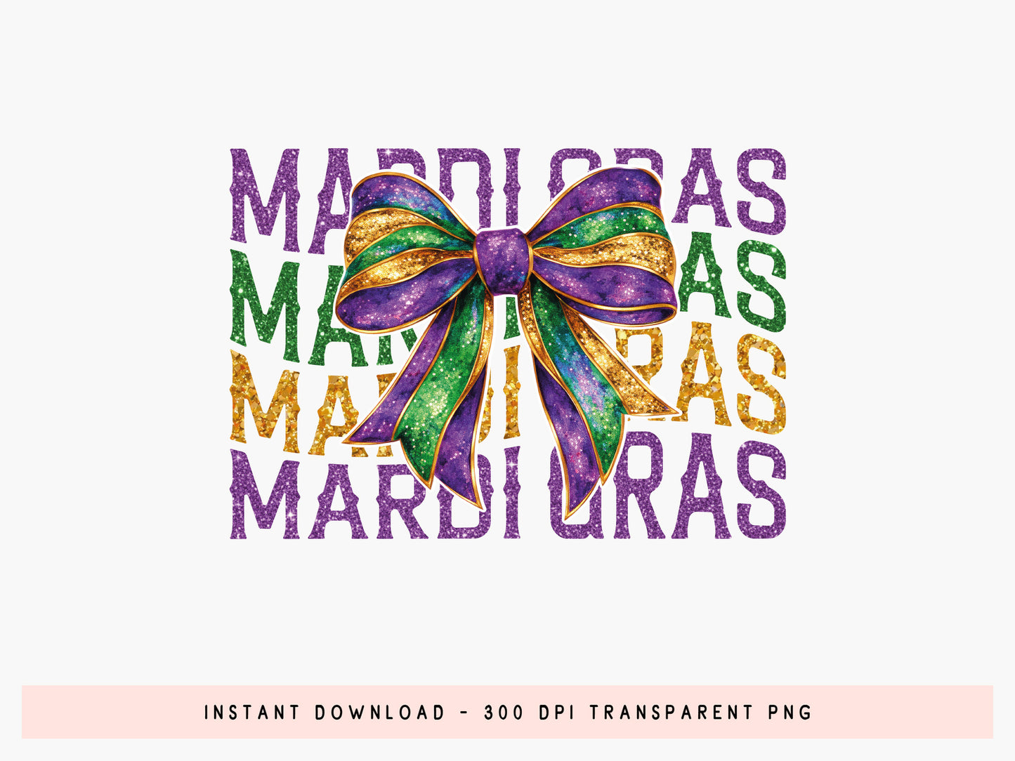 Glitter Coquette Mardi Gras Sublimation PNG