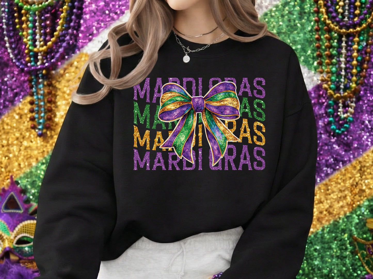 Glitter Coquette Mardi Gras Sublimation PNG