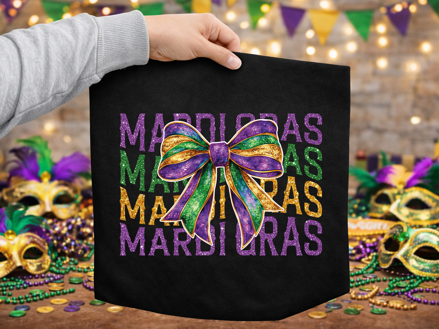 Glitter Coquette Mardi Gras Sublimation PNG