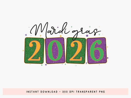 Glitter Mardi Gras 2026 Sublimation Design