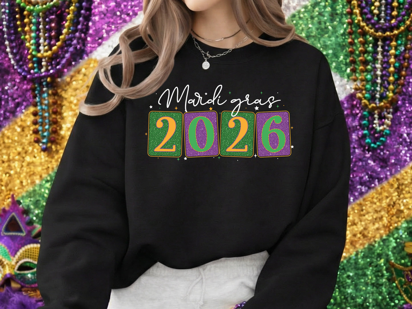 Glitter Mardi Gras 2026 Sublimation Design