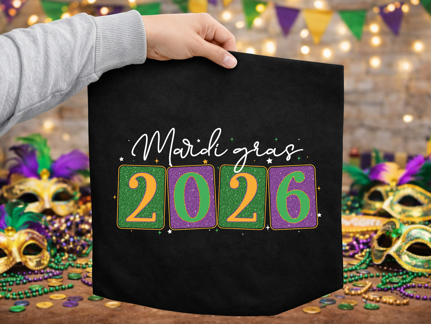 Glitter Mardi Gras 2026 Sublimation Design