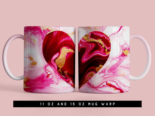 Glitter Valentine's Day Mug Wrap PNG Design