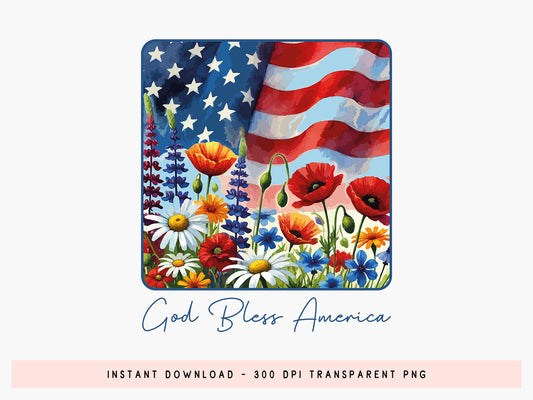 God Bless America, Fourth of July Flag Sublimation