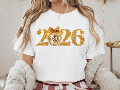 Gold Glitter Coquette 2026 New Year Sublimation